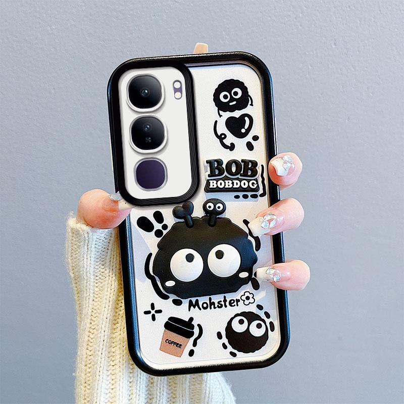 KEYSION Shockproof Case for VIVO V40 Lite with Lanyard Soft Silicone Cute 3D Cartoon Doll Phone Cover for VIVO Y200 5G Y19S