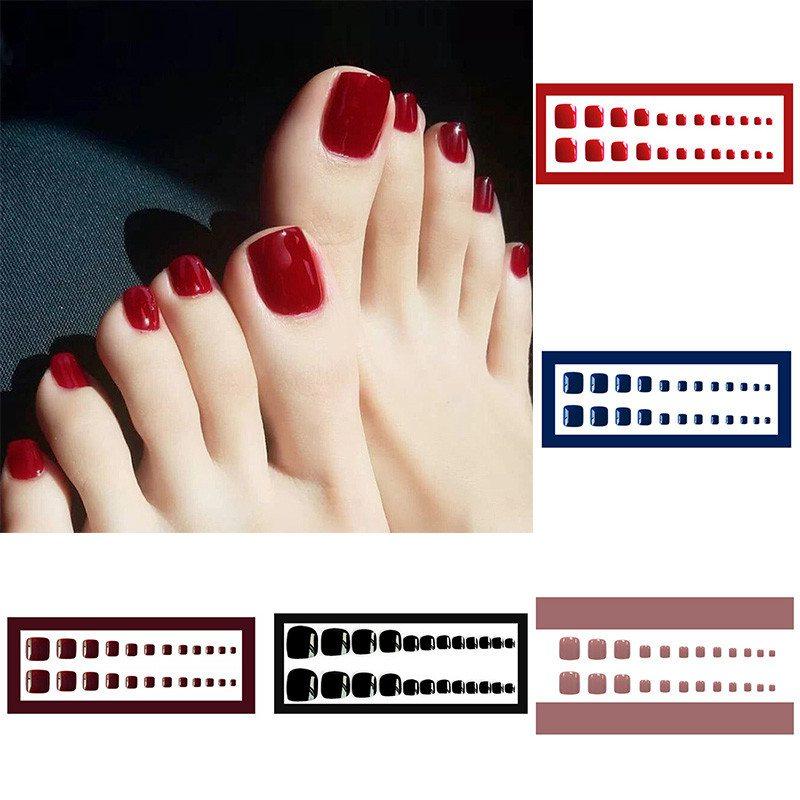 Съемные, удобные, с полным покрытием, накладные ногти на ногах, желейный клей, несколько цветов, однотонные накладные ногти на ногах