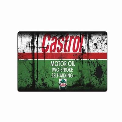 Castrol Знак Винтажный Вид Масло Металлический Вид Жестяная Банка Ретро Мотор Гараж Выглядящий Деревенским