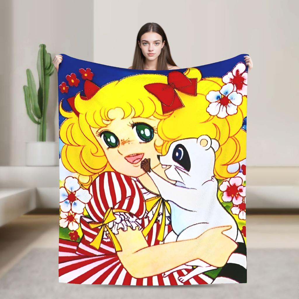 Candy Candy Anime Cartoon Fuzzy Blanket  Awesome Throw Blankets for Home 150*125cm Bedspread