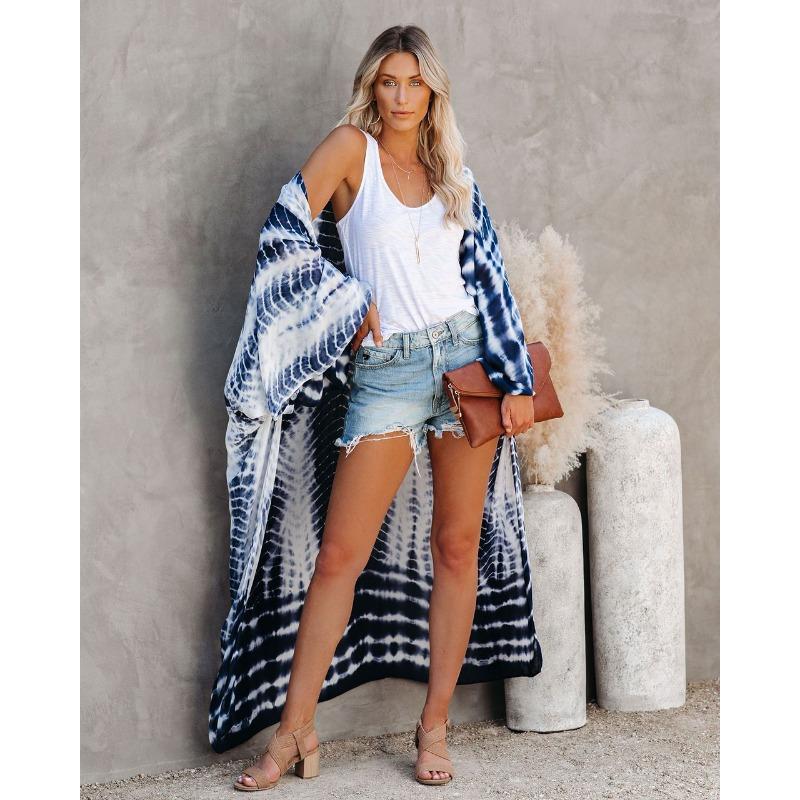 Женская мода весна осень цветные блоки принт длинный рукав свободная талия повседневные платья