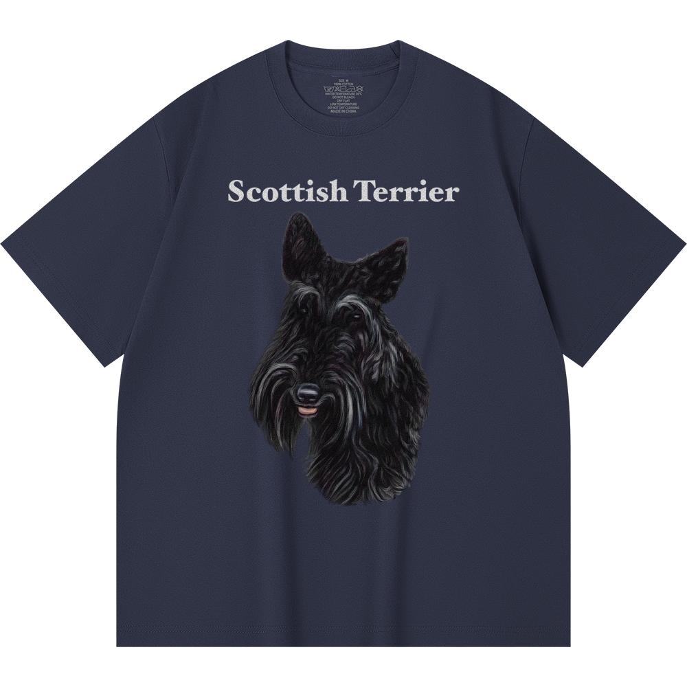 Футболка из 100% хлопка плотностью 230 г/м2 с принтом шотландского терьера, забавная футболка из чесаного хлопка в стиле Харадзюку