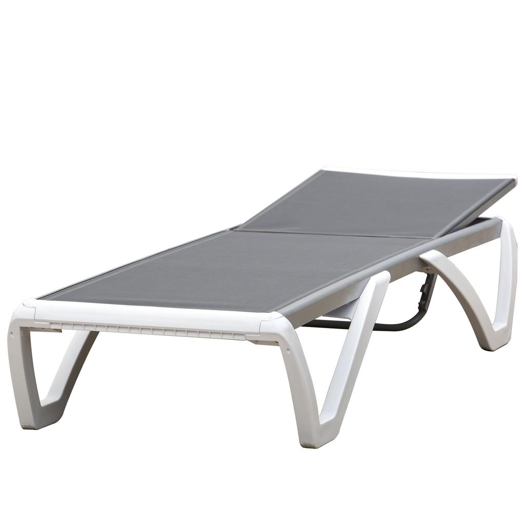 Aluminium Frame Sun Lounger With Adjustable Back Grey