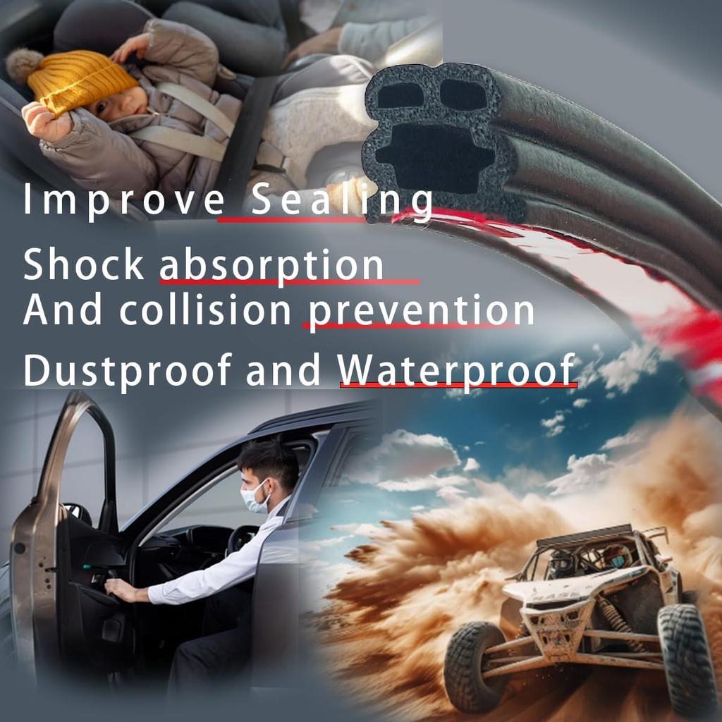 Car Door Seal Strip, 52.49Ft Rubber Double Layer Self Adhesive Automotive Weather Stripping For Windows Hood Trunk, Soundproofing Vehicle Sealing