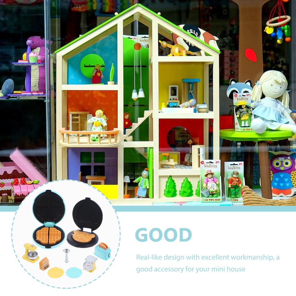 Миниатюрный комплект кухонной плиты для кукольного домика, модельные аксессуары, домашний тостер, декоративные игрушки для выпечки, кухонные принадлежности, пластиковые детские