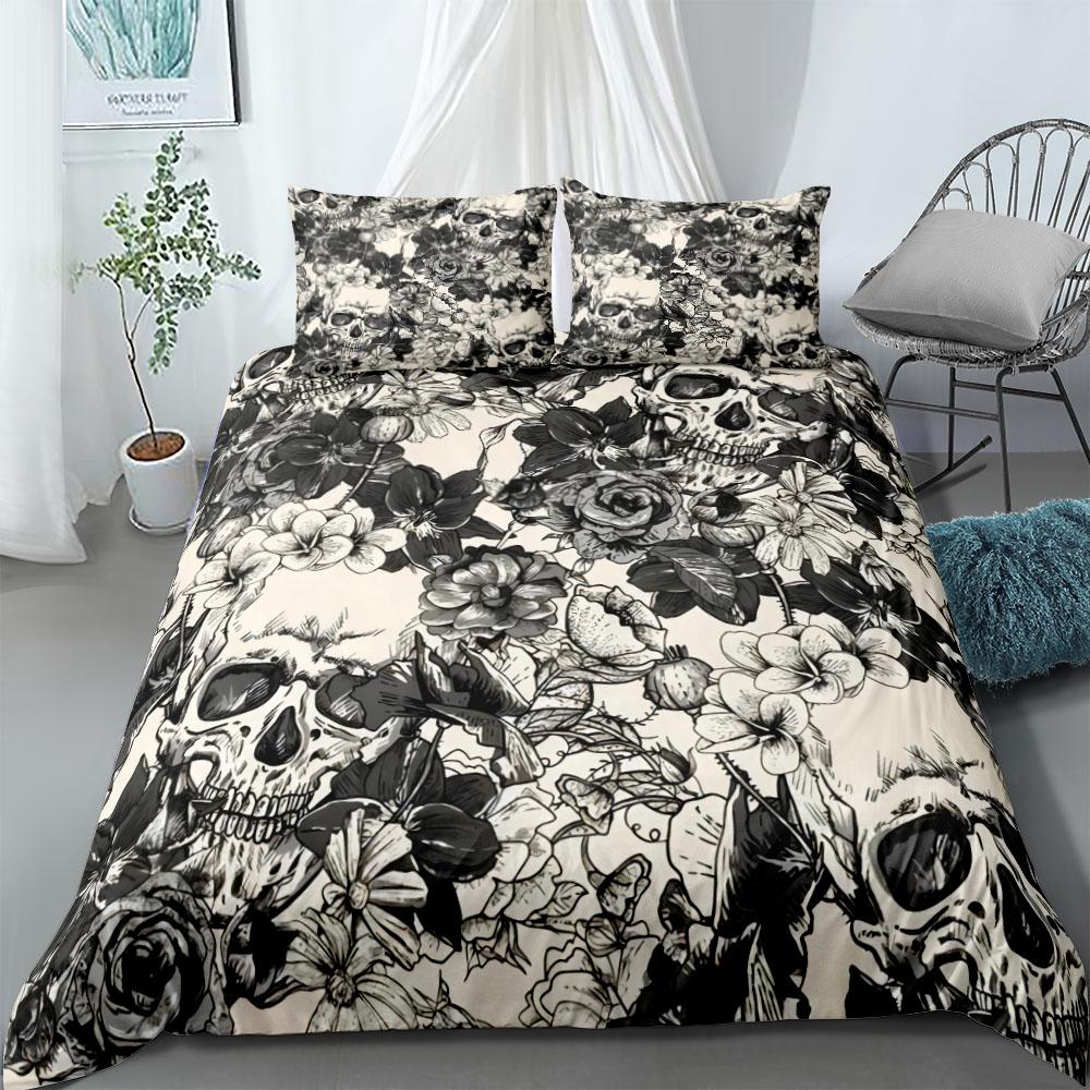 Hand Painting Crow Skull Bedding Set Single Twin Double Queen King Cal King Size Bed Linen Set