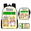 Lankybox Cartoon Pattern Backpack Shoulder Bag Pencil Case Three Set Piece