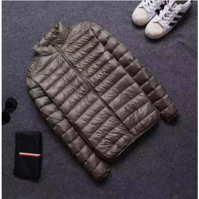 Мужская куртка из хлопка с капюшоном и перьями — популярное легкое и тонкое зимнее пальто, короткий фасон, воротник-стойка, большие размеры.