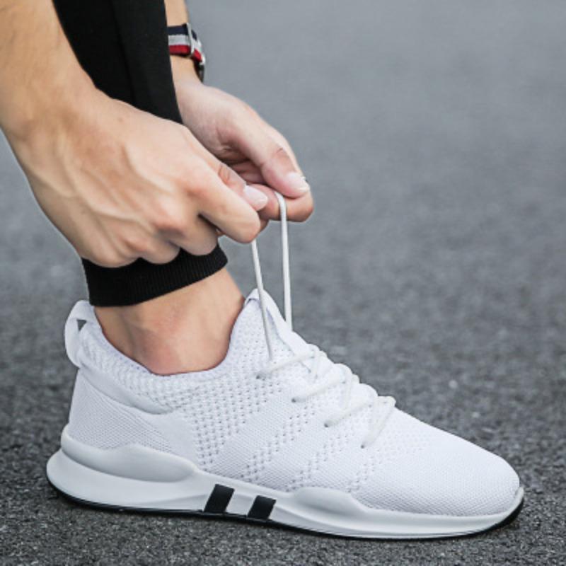 Flying woven breathable sports men's shoes spring and autumn lace-up low-top shoes daily casual student shoes versatile little white shoes