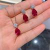 Jewelry Douyin Simulation Red Corundum Sapphire Water Drop Jewelry Set 8 * 12