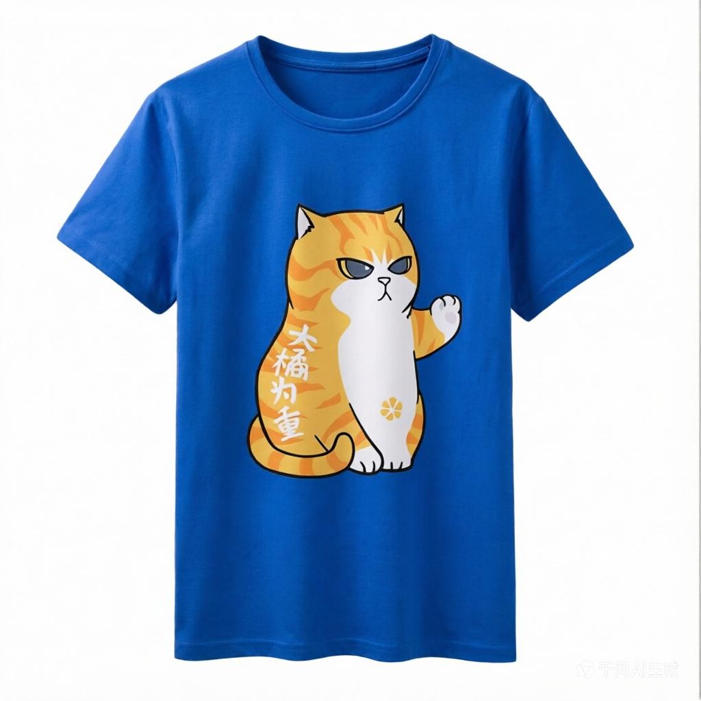 2026 Summer Cute Cat Black and White Japanesestyle Doting Owners Orange Cat Cat Student ShortSleeved Summer Fashion TShirt