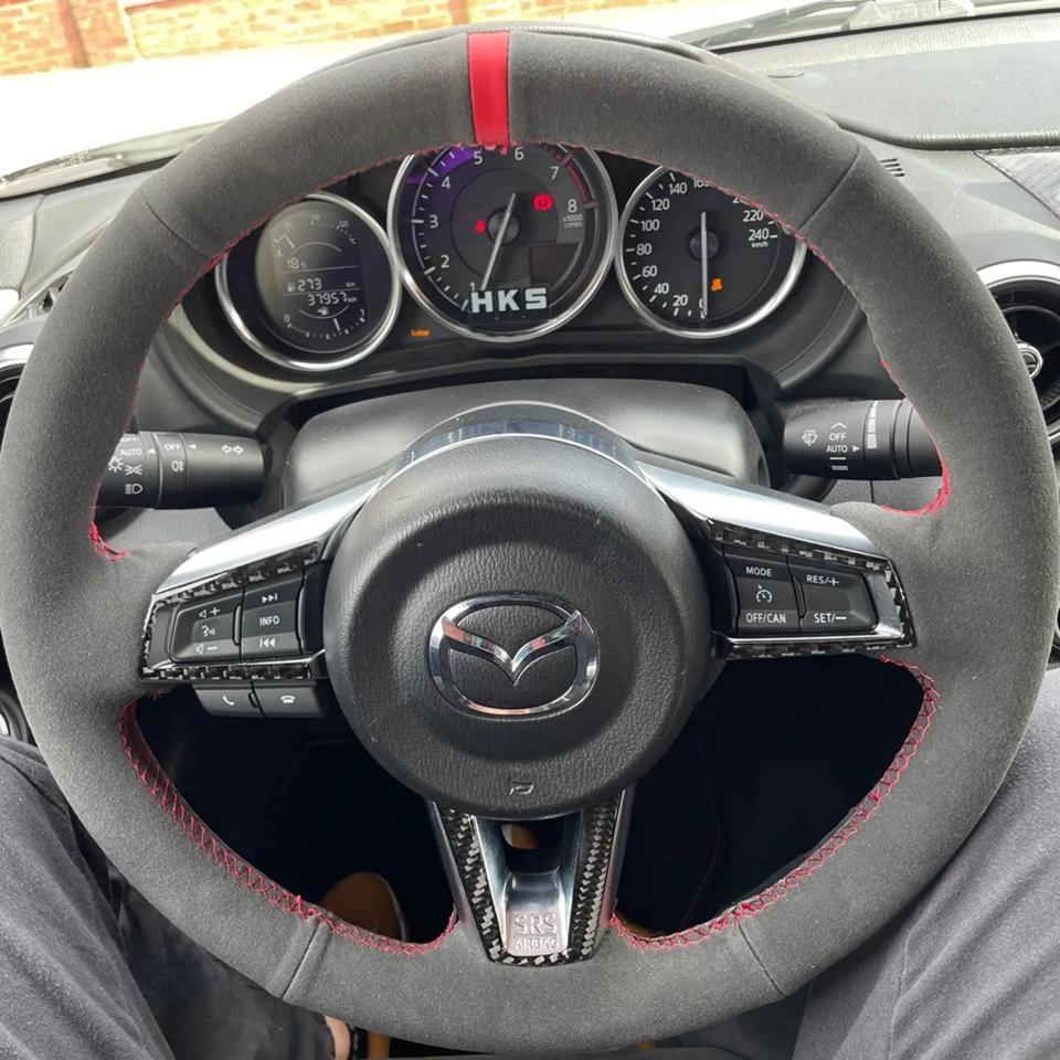 Hand Stitched Suede Leather Car Steering Wheel Cover For Mazda MX-5 MX5 2016-2020 Custom DIY Auto Steering Wheel Case