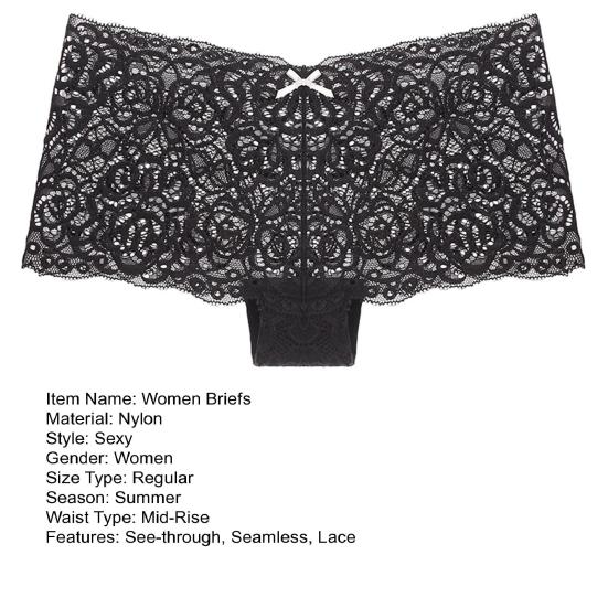Sexy Underwear Elastic Waistband Protective Skin-touching Crochet Embroidery Floral Lace Underwear Inside Wear