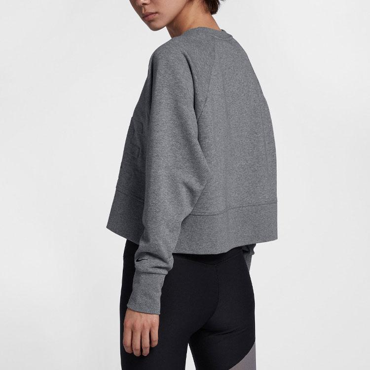 Nike Solid Color Letter Logo Embossed Cropped Long Sleeve Sweatshirt Women Sweatshirt Gray AH8437-091