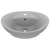 VidaXL Oval Washbasin with Overflow Countertop Sink Toilet Hand Basin Bathroom Cosmetic Room Interior Grey 146938