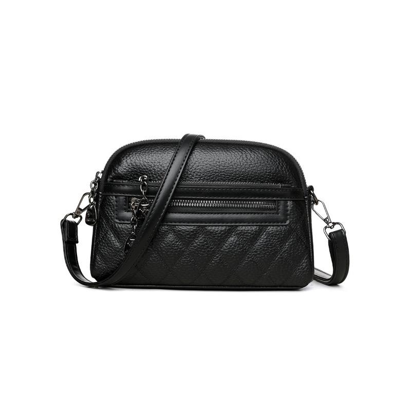 Текстурированная вышивка ромбом, простая мягкая кожа, средняя сумка для мамы, маленькая квадратная сумка, новая модная универсальная сумка через плечо