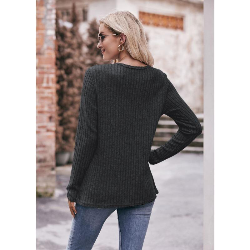 YYFS Женские модные повседневные весенне-осенние однотонные блузки и рубашки с круглым вырезом с длинными рукавами и принтом