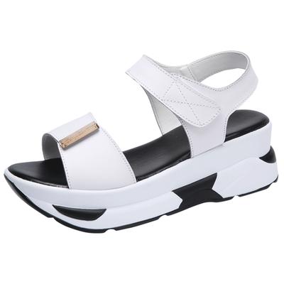 Holfredterse новейшая летняя обувь для женщин сандалии повседневная обувь на среднем каблуке горячая женская обувь из натуральной кожи с увеличенной танкеткой Hd957