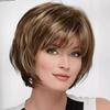 Wig Women's Short Hair Brown Mixed Color Layered Short Straight Synthetic Headband