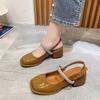 Summer Sandals Women's Casual Thick Heels Retro Mary Jane Shoes 2024 Spring New Loafers Small Leather Shoes Fashion Shoes