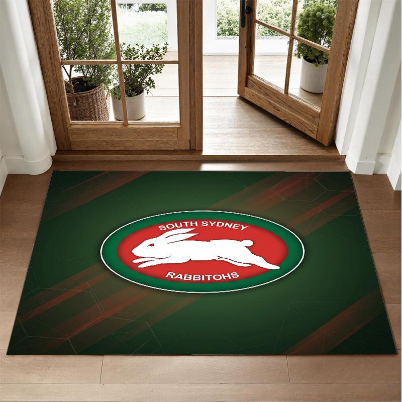 South Sydney Rabbitohs Design Crystal Velvet Rug Soft Decorative Mat for Bedroom Entrance