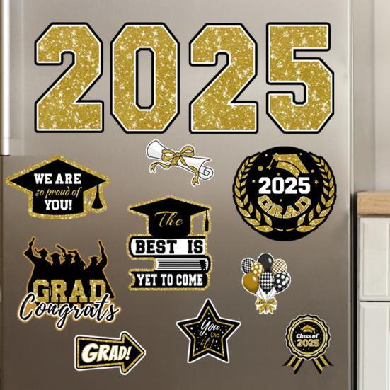 Магниты на автомобиль с надписью «Выпускной 2025» Поздравляем выпускников Магнитные наклейки Тематические магниты для декора гаражных ворот Холодильник