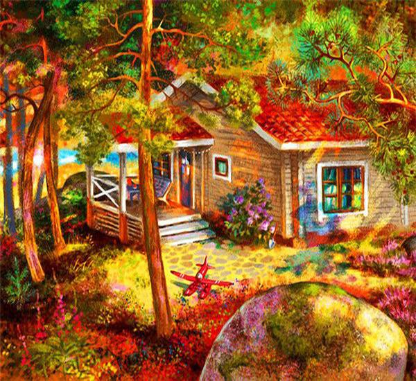 RUOPOTY Картина по номерам Дом Пейзаж Ручная роспись Уникальный подарок Раскраска по номерам Здание Для гостиной