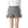 MeadowLina Wool Elegant Houndstooth Wool Shorts Autumn/Winter 100% High-Waisted [Leg-Lengthening/Warm/With Pockets] (Black, M-L)