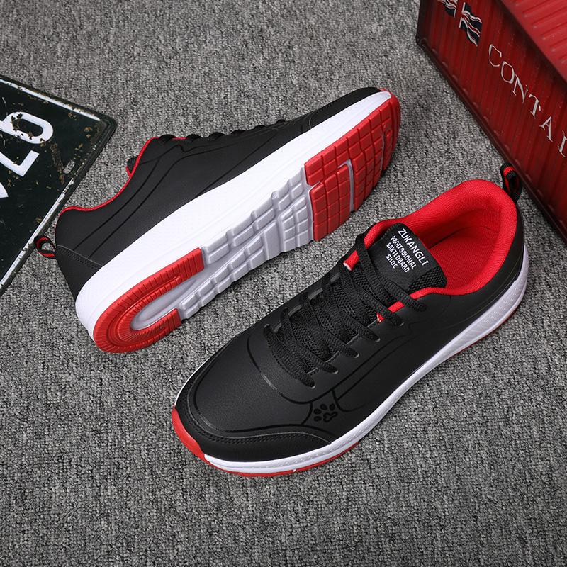 Модная беговая обувь Водонепроницаемые кроссовки из искусственной кожи Уличная спортивная обувь Мужские легкие кроссовки для ходьбы Повседневные кроссовки для мужчин Черные45