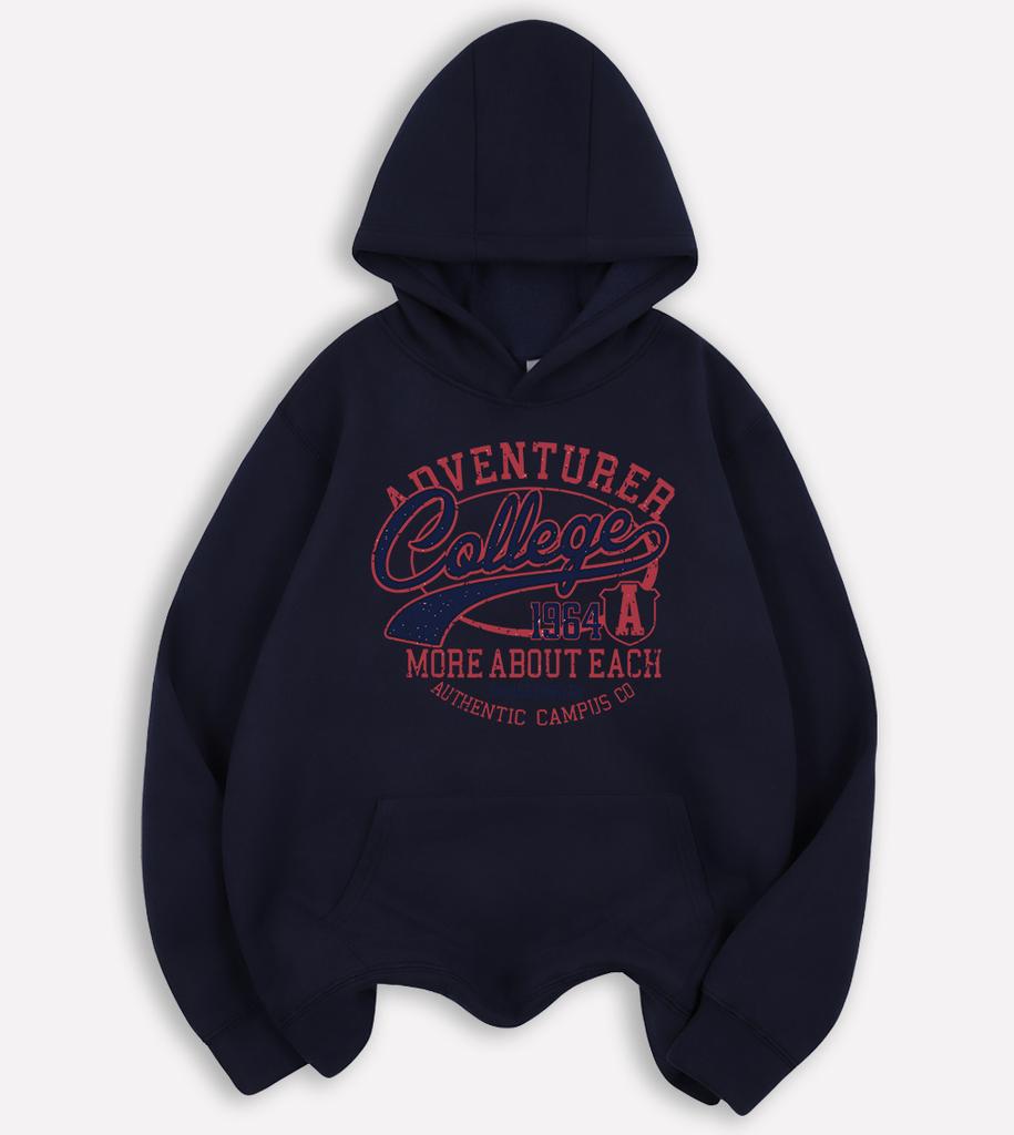 College Authentic Campus Print Autumn Hoodies Man Casual All-Match Pullover Hip Hop Soft Long Sleeve Unisex Vintage Loose Hoody