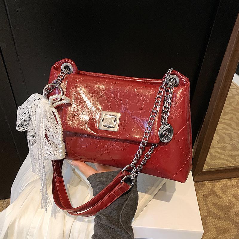 Маленькая сумка премиум-класса женская 2025 новая весна-лето универсальная сумка-мессенджер на цепочке с ромбами повседневная женская маленькая квадратная сумка