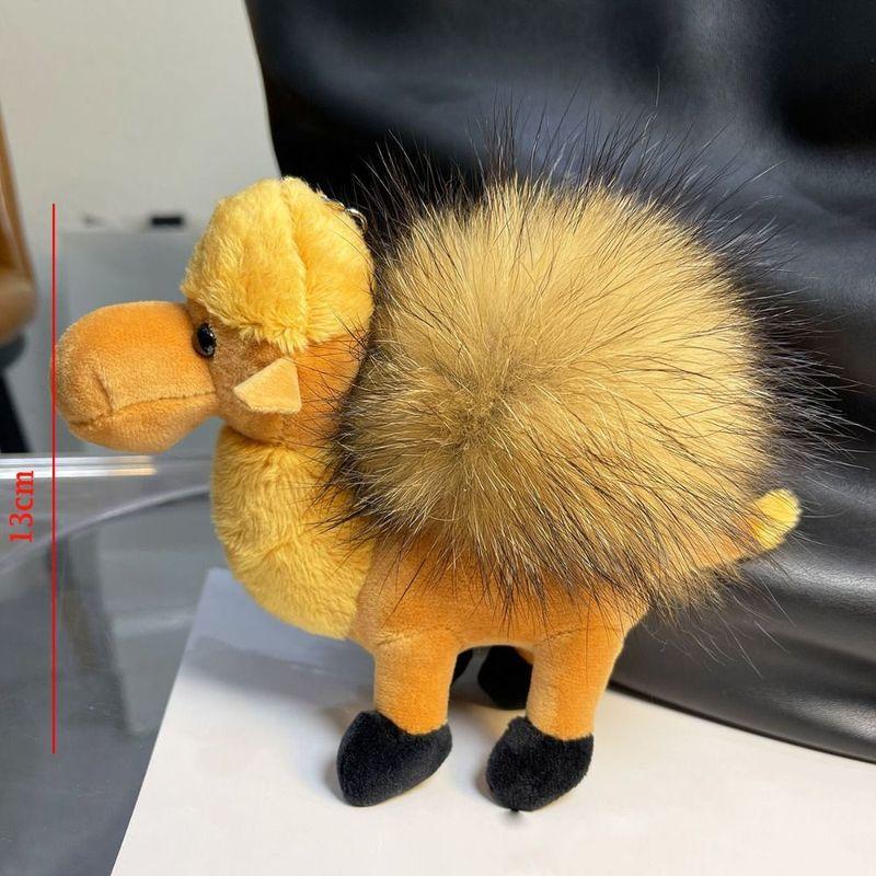 Cute Furry Camel Keychain Fluff Ball Bag Pendant Backpack Decoration Soft Car Key Chain Plush