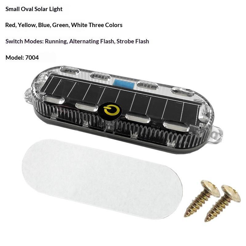 Oval Solar Powered Warning Strobe Light Multi Flashing Modes Colors For Motorcycle Bicycle Outdoor Use
