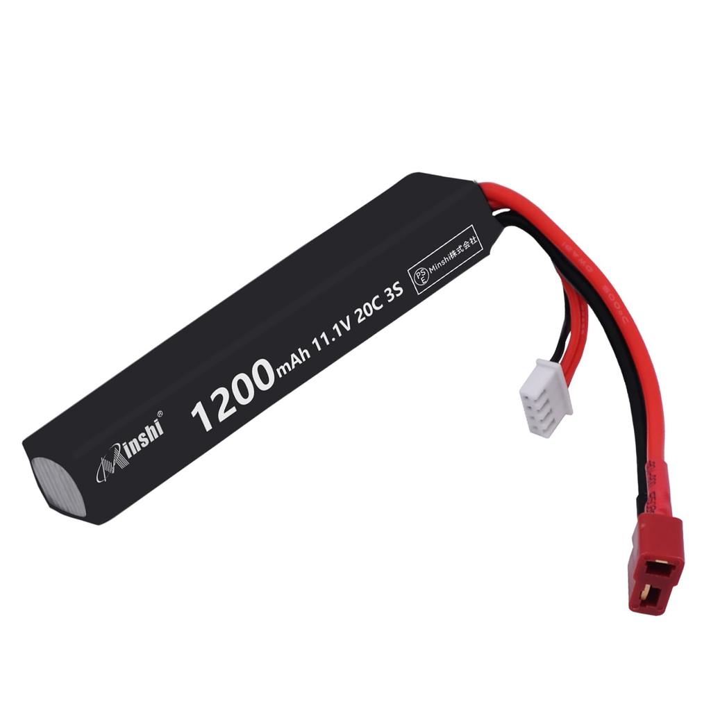 MINSHI Celeb 11.1V 1200mAh LiPo Battery with T-Plug for RC Cars, Trucks, Helicopters, FPV Drones, etc., 1062118mm, with Velcro (Selection Required),