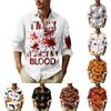 Men's Halloween Prints Button Long Sleeve Shirts Men's Casual Fashion Long Sleeve Shirts