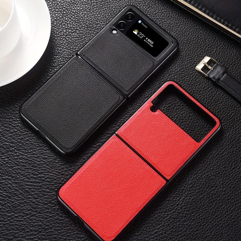 Кожаный чехол для Samsung Z Flip7 - Деловой защитный чехол из личи-кожи для складного Flip6