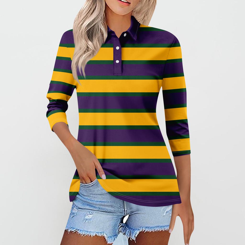 Женская модная повседневная рубашка с короткими рукавами 3/4 с лацканами и принтом, женские топы на пуговицах