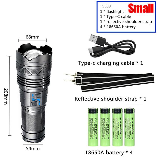 Мощный светодиодный фонарик мощностью 100 Вт, перезаряжаемый через USB, масштабируемый фонарь со встроенным аккумулятором 10000 мАч, аварийный фонарь для улицы
