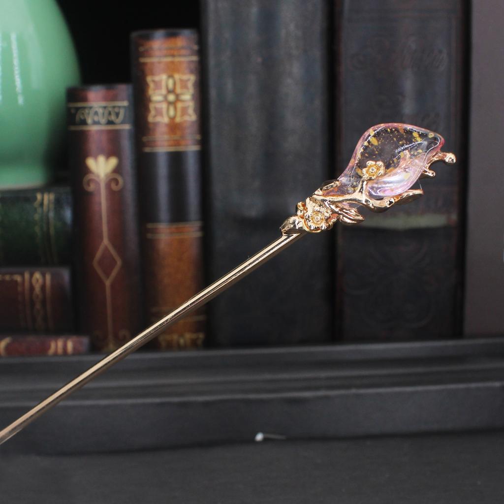 Vintage Metal Flower Hairpin For Women Antique Hair Stick For Girl Hair Clip Costume Chinese Hanfu Hair Accessories Bun Maker