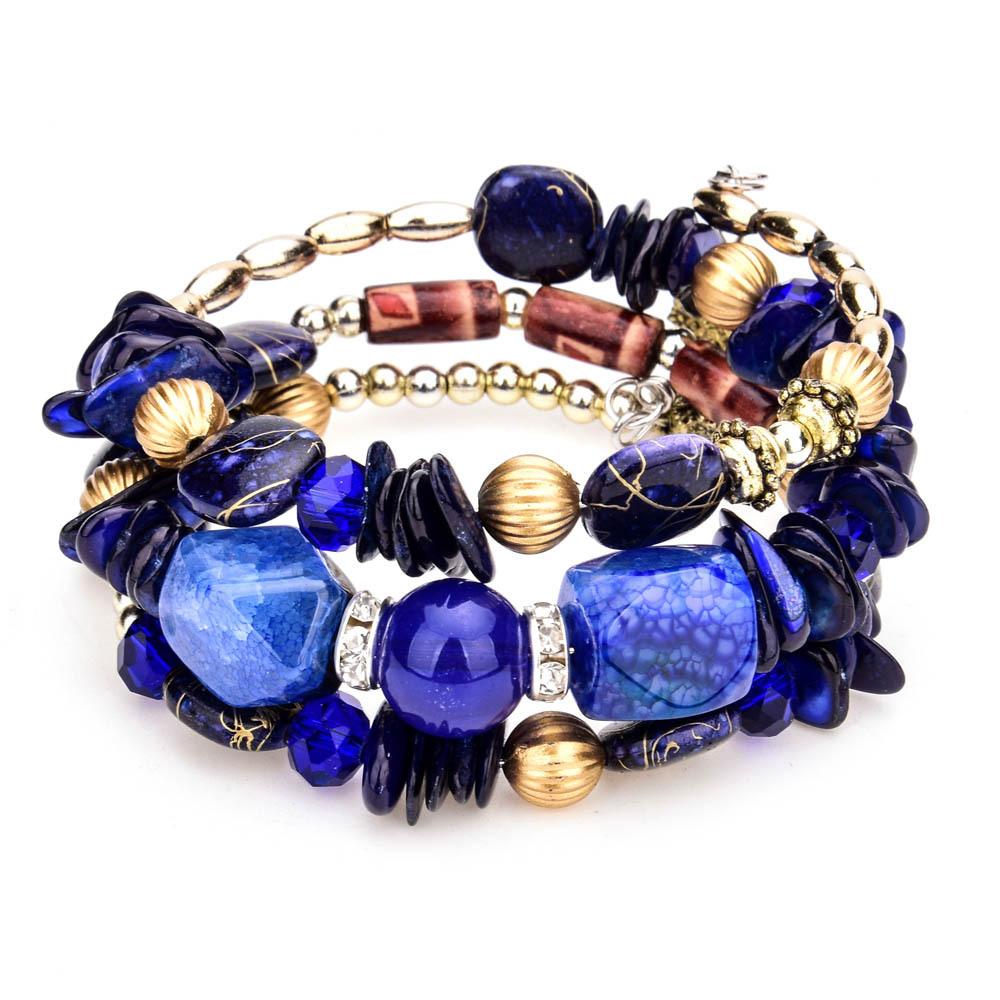 Vintage Colorful Natural Stone Beads Bracelet Bohemian Multilayer Fashion Bracelets for Women and Men Bangles Jewelry