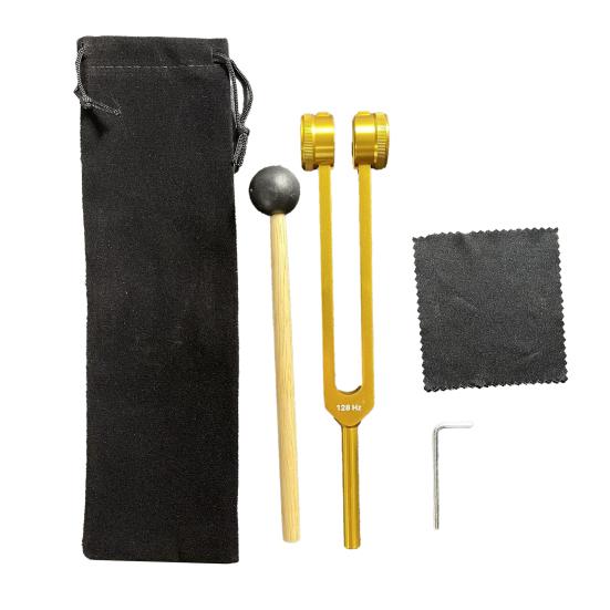 Aluminum Tuning Fork with Wooden Hanmmer Wrench Rag 128/256/512HZ Healing Instrument Tuning Fork Yoga Meditation Relaxation Accessories