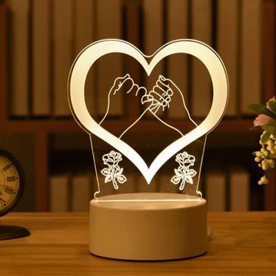 USB Ночник в форме сердца 3D теплого цвета для спальни, украшение изголовья, подарок, настольная лампа, атмосфера для признания в любви, ночник для пары