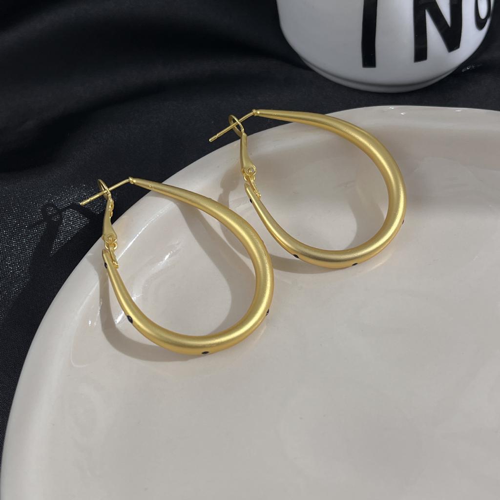 Plain Circle Polka Dot Brushed Round Earrings, High-End Sense Niche Temperament Earrings, Exaggerated And Simple Earrings