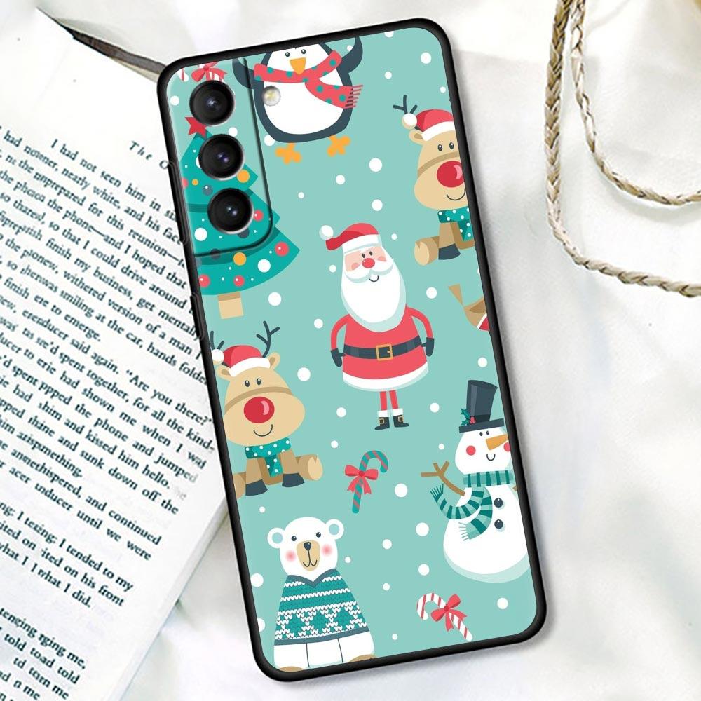 S24Ultra Для Samsung Galaxy S21 S20 FE S22 Ultra 10 S23 S24 Plus Чехол для телефона Funda Cover Подарок на Рождество Санта Клаус Снеговик