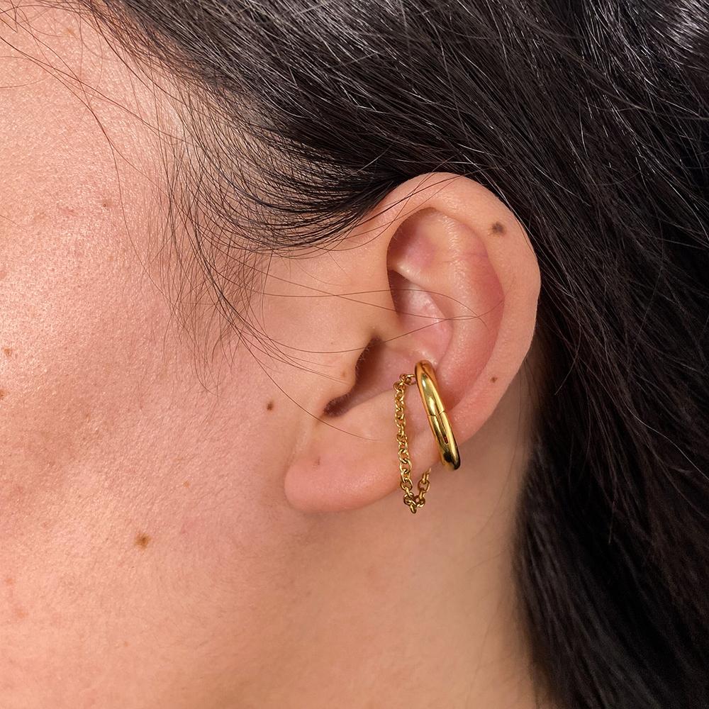 Новые Модные Серьги PVD Покрытие 18K Золотом Цепочка Кисточка Huggie Серьги Серьги из Нержавеющей Стали
