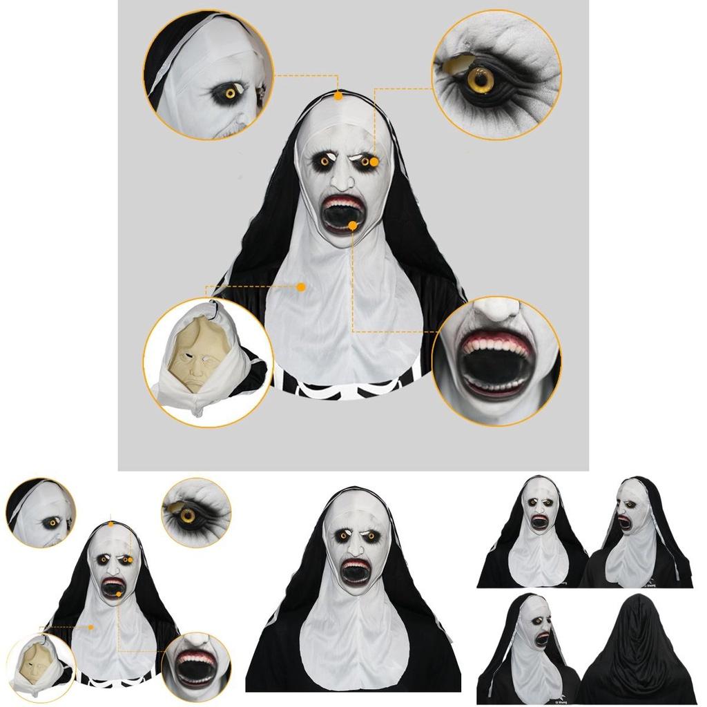 Страшная латексная маска монахини на Хэллоуин, жуткая и устрашающая, вдохновленная фильмами ужасов