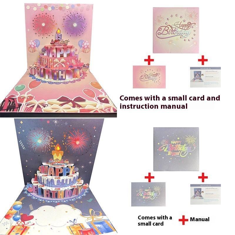 Музыкальный фейерверк с надувной 3D-открыткой, креативная ручная работа, полая бумага, резьба, подарок, 3D-открытка на день рождения