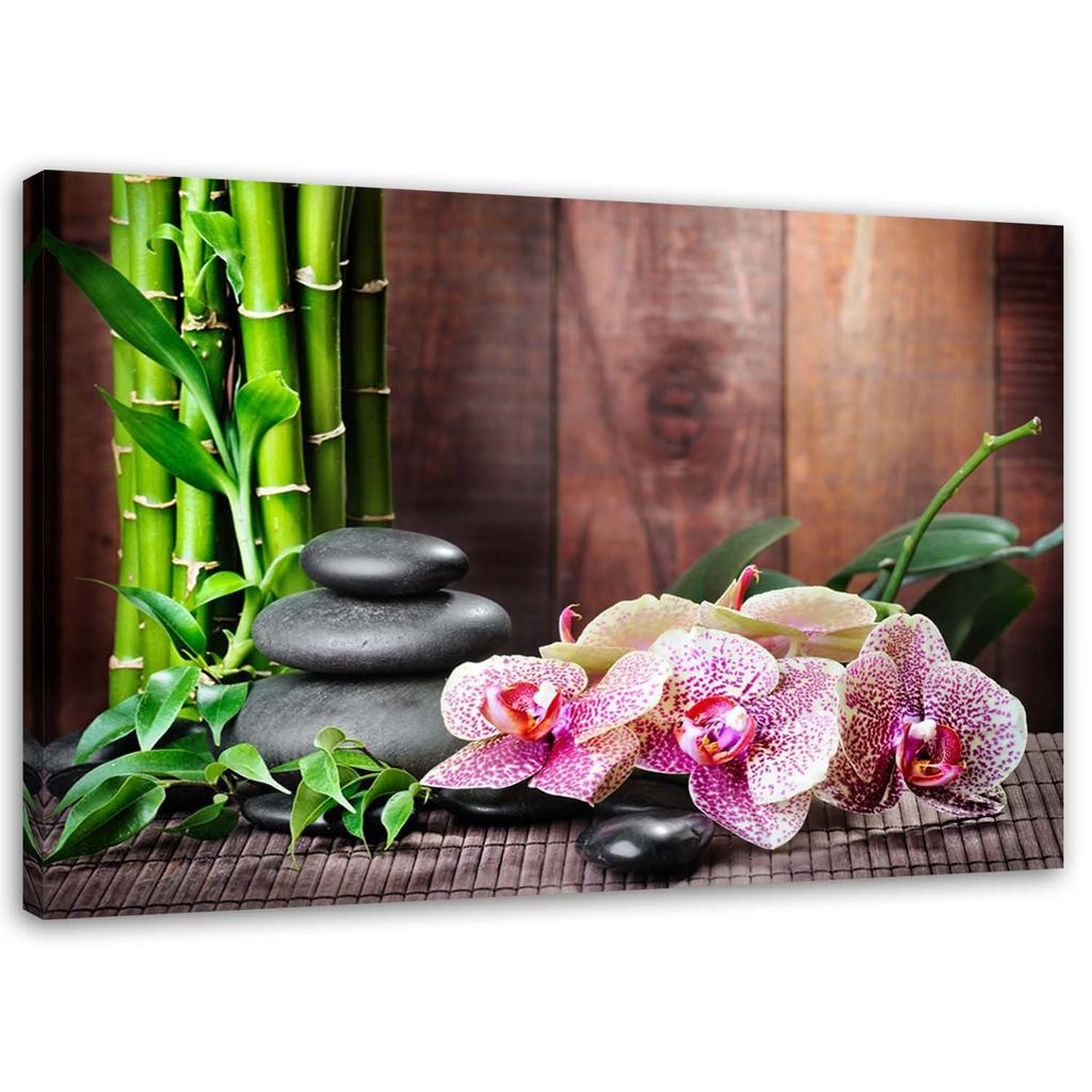 Canvas Print, Orchid Bamboo and Stones