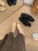 2025 new French retro style square head bow with Mary Jane shoes women's flat ballet shoes