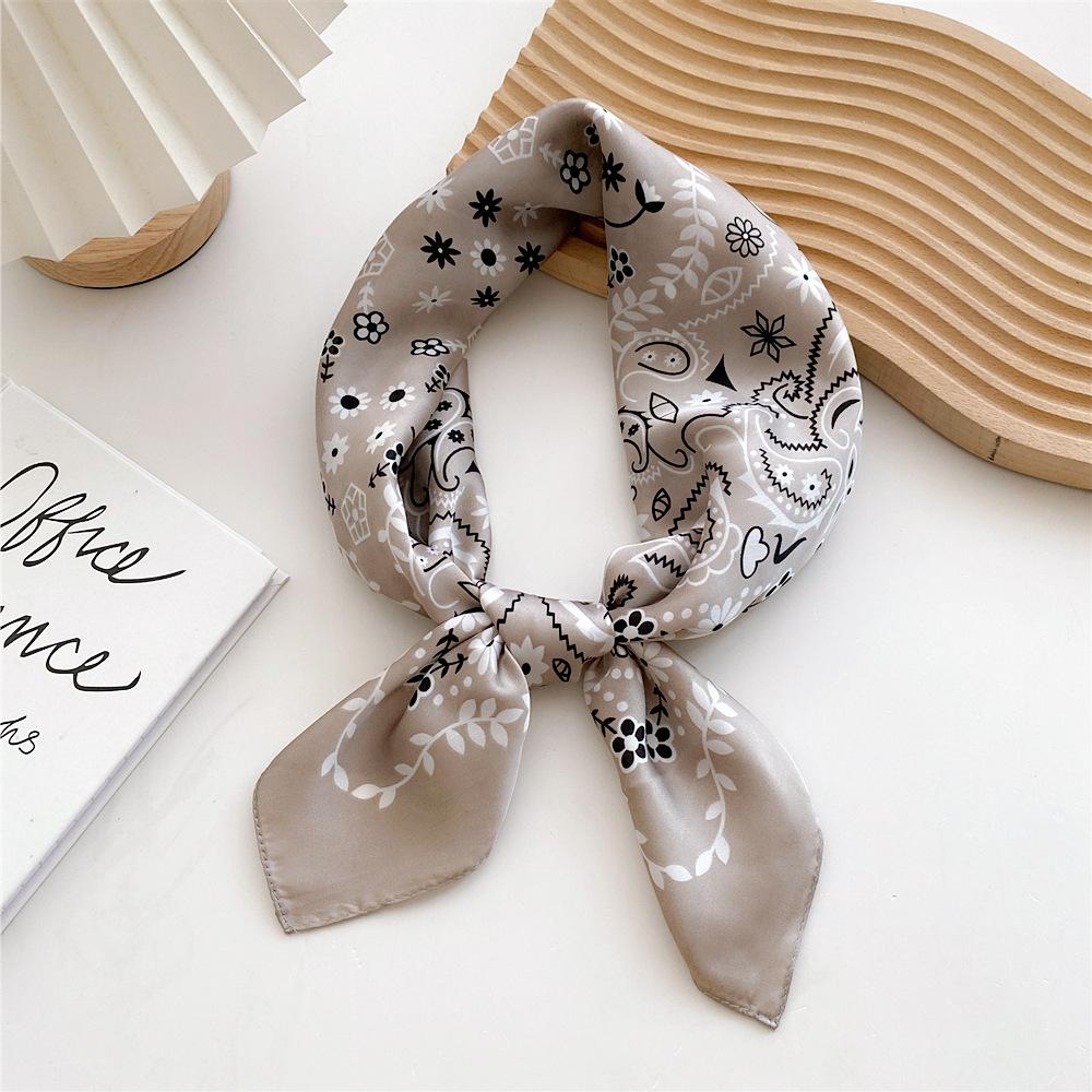 Cotton And Linen Small Square Scarf Silk Scarf Women'S Spring And Autumn New Style Artistic And Versatile Fashionable Temperament Headband Scarf